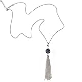 Stainless Steel Y Shaped Long Tassel Necklace Faux Druzy Stone Statement Necklace