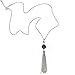 Stainless Steel Y Shaped Long Tassel Necklace Super Sparkly Faux Druzy Stone Statement Necklace