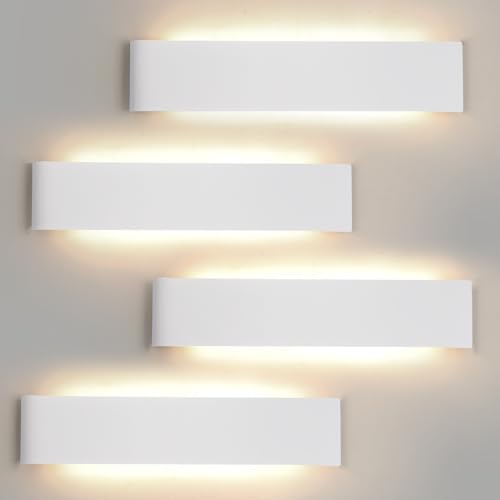 FUPE Indoor Wall Light 18W, 4 Pieces LED Wall Light for Indoor, 3 Colors Up and Down Wall Light, Modern Aluminium LED Wall Lights for Living Room, Bedroom