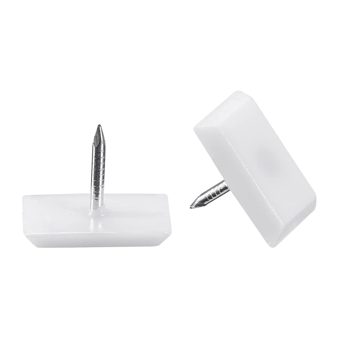 sourcing map Furniture Feet Nail Plastic Glide Nails Square Chair Table Leg Protector Pads 18mm x 12mm White 20pcs
