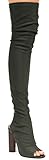 CAPE ROBBIN FF92 Women's Over The Knee Peep Toe Stacked Heel Boots Half Size Big