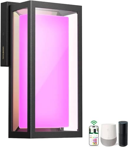 Photo 1 of Denfeic Smart Wall Lights, RGBCW Color Changing Porch Light, 1200lm Outdoor LED Wall Sconce & Wall Lights, Compatible with Alexa, Google Assistant, Front Porch Light Fixtures 14 inch