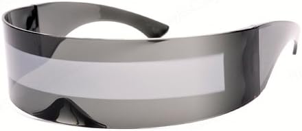 Futuristic Taleb Wrap Around Novelty Monopiece Sunglasses with UV Protection - Silver Smoke