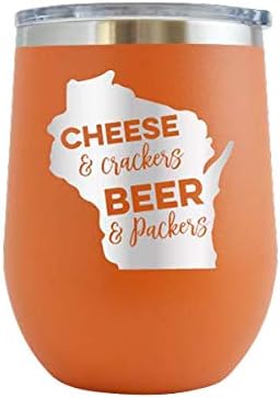 Amazon Com Cheese Crackers Beer Packers Engraved Tumbler Wine Mug Cup Unique Funny Birthday Gift Graduation Gifts For Men Or Women Football Wisconsin Green Bay Tailgate Badgers Packers Orange