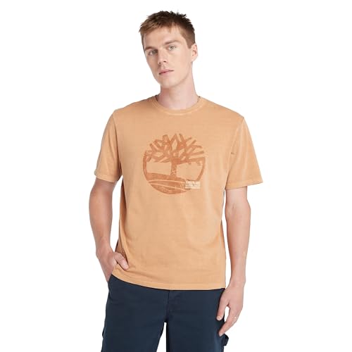Timberland Men's Merrymack River Garment Dye Logo Graphic Tee, Wheat Boot, X-La…