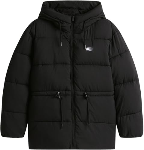 Veste doudoune mi-longue à capuche TJW DW0DW21626 pour femme, noir, taille XXS, Noir (noir), XXS