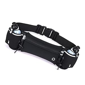 Hardloopriem met Grote Capaciteit, Reflecterende Hardloopgordel met 2 Bidons Heuptassen Heuptasje voor Heren Dames met…