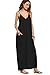 Verdusa Women's Spaghetti Strap V-Neck Side Pockets Loose Maxi Dress Black M
