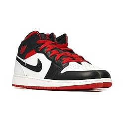 Big Kid's Jordan 1 Mid White/Gym Red-Black