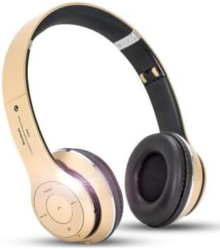 Headphones,HIST JQD Over-Ear Bluetooth Headset Sound with Foldable & Adjustable headband, Noise Cancelling,Strong Basswith 3.5mm Jack (Gold)