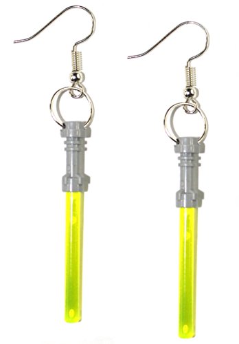 Lego lightsaber earrings yellow jewelry