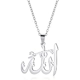 EUEAVAN Allah Pendant Necklace – Stainless Steel Islamic Jewelry, Arabic Script, Layered Choker For Women & Men - View #2