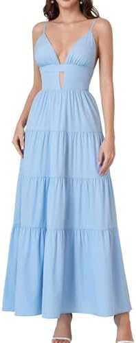 Forever 21 Women's Sleeveless Plunging V-Neck Maxi Dress with 2 Elastic Cutouts at the Side and Side Slit, Black, M at Amazon Women's Clothing store
