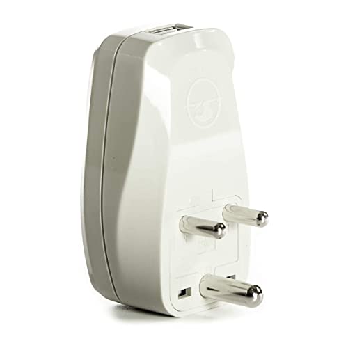 OREI 3 in 1 India Travel Adapter Plug with USB and Surge Protection - Grounded Type D - India, Africa & More - CE Certified - RoHS Compliant WP-D-GN