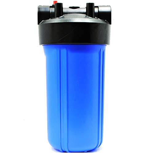 IPW Industries Inc 10" Big Blue (BB) Water Filter Housing for Whole House, high Flow, Blue Sump/Black Cap, 1" NPT, with Pressure Release (Single Housing) Compatible to Pentek 150237