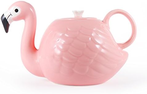 Porcelain Coffee Pot with Lid Tea Pots Cute Animal Flamingo Shape Teapot for Life&Girls Birthday Gift Home Party Decoration
