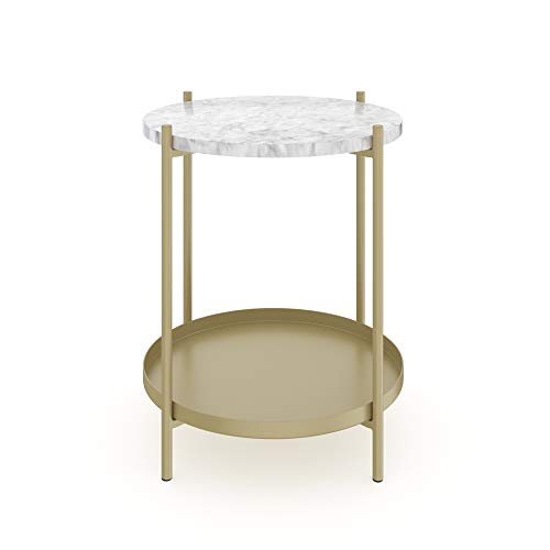 Nathan James Alexis Round Modern Side Accent or End Living Bedroom and