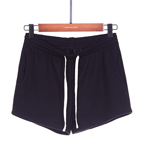 Women Short Pants, JOYFEEL â¤ï¸ Ladies Cotton Linen Casual Elastic Waist Pants Drawstring Solid Summer Walking Shorts Black