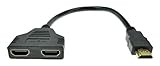 REDGO 5149271 1080P HDMI Male to 2 HDMI Female 1 in 2 Out Splitter Cable Adapter Converter, Black