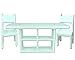 18 Inch Doll Concession Table Painted White, 2 White Chairs & 3 Interchangeable Signs/2 Removable Poles, Perfect for American Girl Doll Furniture & More! Doll Table & Chair Set/Concession Stand