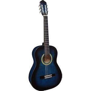 34-GITARRE-KONZERTGITARRE-IM-SET-CLASSIC-BLAU-SCHATTIERT-DECKE-LINDENHOLZ-TASCHE-BAND-SAITEN-3xPIK-STIMMGERT-ET33B-C9