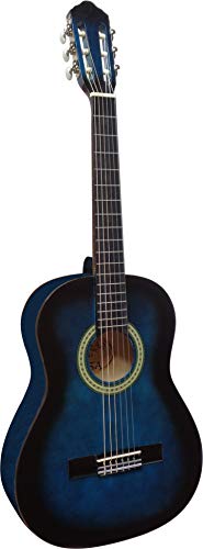 34-GITARRE-KONZERTGITARRE-IM-SET-CLASSIC-BLAU-SCHATTIERT-DECKE-LINDENHOLZ-TASCHE-BAND-SAITEN-3xPIK-STIMMGERT-ET33B-C9