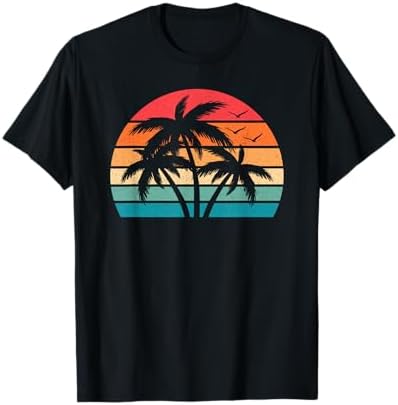 Amazon.com: Pacific Ocean Palm Trees With Retro Vintage Sunset
