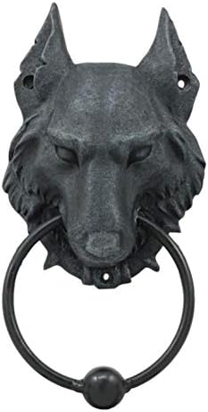 ShopForAllYou Figurines and Statues Full Moon Gothic Chained Wolf Gargoyle Door Knocker Lycan Figurine 8.25" Tall