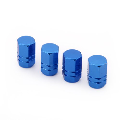 HDEÂ® Blue Aluminum Tire Valve Caps - Set of 4