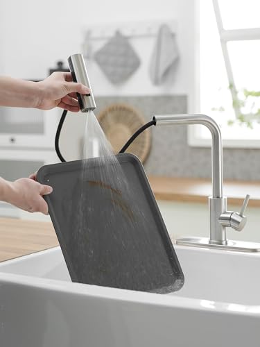 Kitchen Faucet with Pull Down Sprayer Waterfall Stainless Steel Single Handle Kitchen Sink Faucet with 3 Function Sprayer for Farmhouse RV Laundry Bar and Home Use