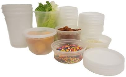 [10 PACK] Plastic Microwave Freezer Safe Round Leakproof Food containers And Lids (8 oz (224ml))