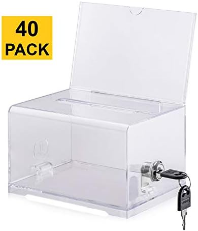 Polmart Clear Suggestion/Business Card Drawing Box with Sign and Lock - Pack of 40