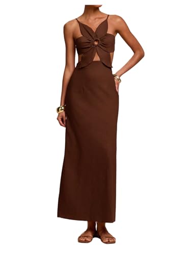 SHENHE Women's Petal Backless Maxi Dress Cut Out Cocktail Dresses at Amazon