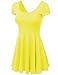 NINEXIS Women's Basic Cap Sleeve Pleated A-line Dress with Scopp Neck and Back S-3XL