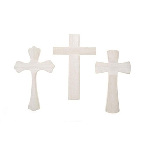 BestPysanky Set of 3 Assorted Blank Unfinished Wooden Crosses 9.5 Inches