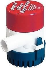 Rule 25D Submersible Bilge Pump, 500 Gallon Per Hour, 12 Volt DC, Non-Automatic,Red/White/Blue