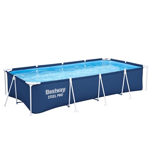 Bestway Steel Pro Frame Pool ohne Pumpe 400 x 211 x 81 cm, dunkelblau, eckig