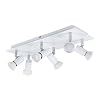 MiniSun – MiniSun rechthoekige plafondspot met 6 spots in wit & chroom – 6-lichts plafondspot – Plafondlamp 6 lampen…