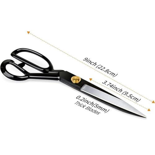 Professional Tailor Scissors 9 Inch for Cutting Fabric Heavy Duty Scissors for Leather Cutting Industrial Sharp Sewing Shears for Home Office Artists Dressmakers