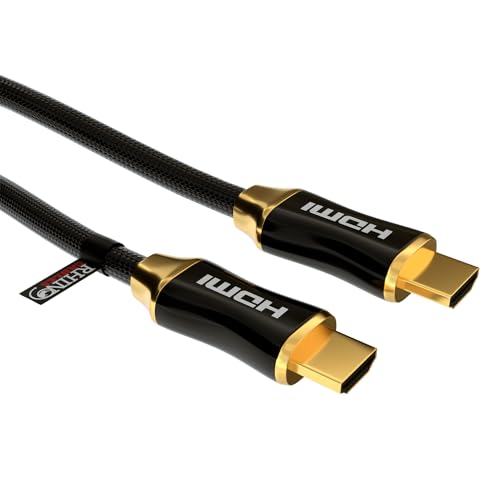 rhinocables HDMI 2.0 Cable – Braided 4K / 60Hz Lead with HDR, ARC, Dolby Vision & 3D Support | Durable Gold-Plated Connector for PS5, Xbox, TV, Monitor & Soundbar Setups (Black, 1m)