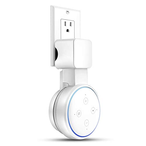Feiyen Outlet Wall Mount Hanger Holder Stand Only for Dot 3rd Gen [No Muffled Sound, Built-in Cable Management. Exposed Speaker Grill and Mics and Led]. Bracket Case Plug for Voice Assistant(White)