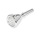 Standard Tuba Mouthpiece Bass Horn with Box and Microfiber Cleaning Cloth, Silver Plated