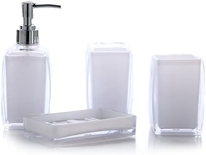 Espeedy Acrylic 4 Piece Bathroom Accessory Set Soap Dispenser Bottle Soap Dish Cup Toothbrush Holder Case Caddy