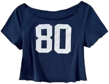 Amazon.com: RoseSeek Girl's Off The Shoulder Tops Number Graphic