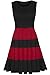 Oops Outlet Women's Sleeveless Colored Blocks Striped Panel Flared Skater Dress