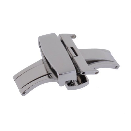 Neewer Silver 22mm Stainless Steel Push Button Butterfly Deployment Clasp for Watch Band Strap