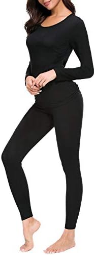 Cotton Baser Layer 2PCS Thermal Sets Womens Lightweight Underwear Soft Knit Top & Bottom S-XXL