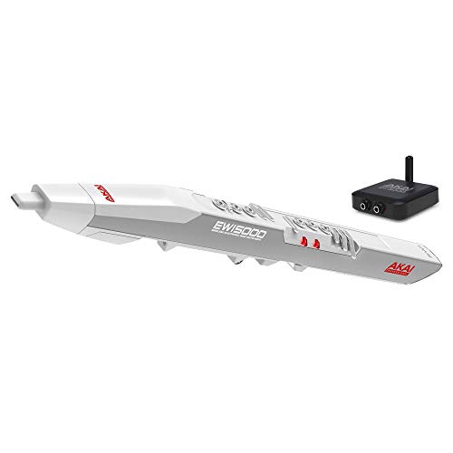 Akai Professional EWI5000 | Electronic Wind Instrument with Wireless Audio Receiver & USB MIDI Control (White) + MIDI Cable + Instrument Cable + 4 AA Batteries & White Charger