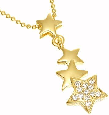 Amazon スター モチーフ 愛らしい 流れ星 デザイン スター パヴェ ポラリス ネックレス ゴールドカラー ネックレス 通販
