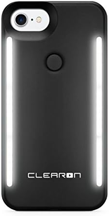 Clearon Duo LED Lighting Case - Dimmable Front and Back LED Lighting with Charger for Iphone 8 6 & 7 (Black)